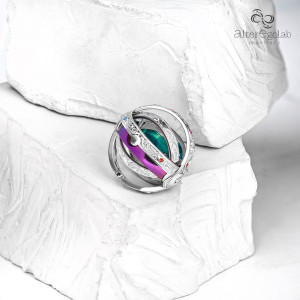 Кольцо "Астролябия" серебро, титан, драгоценные камни |АЛЬТЕР ЭГО|